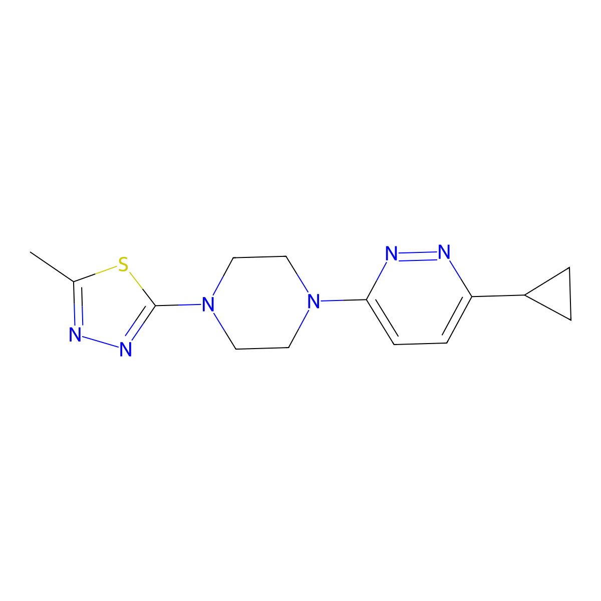 3-Cyclopropyl-6-[4-(5-methyl-1,3,4-thiadiazol-2-yl)piperazin-1-yl]pyridazine molecular structure, CAS 2380080-06-6