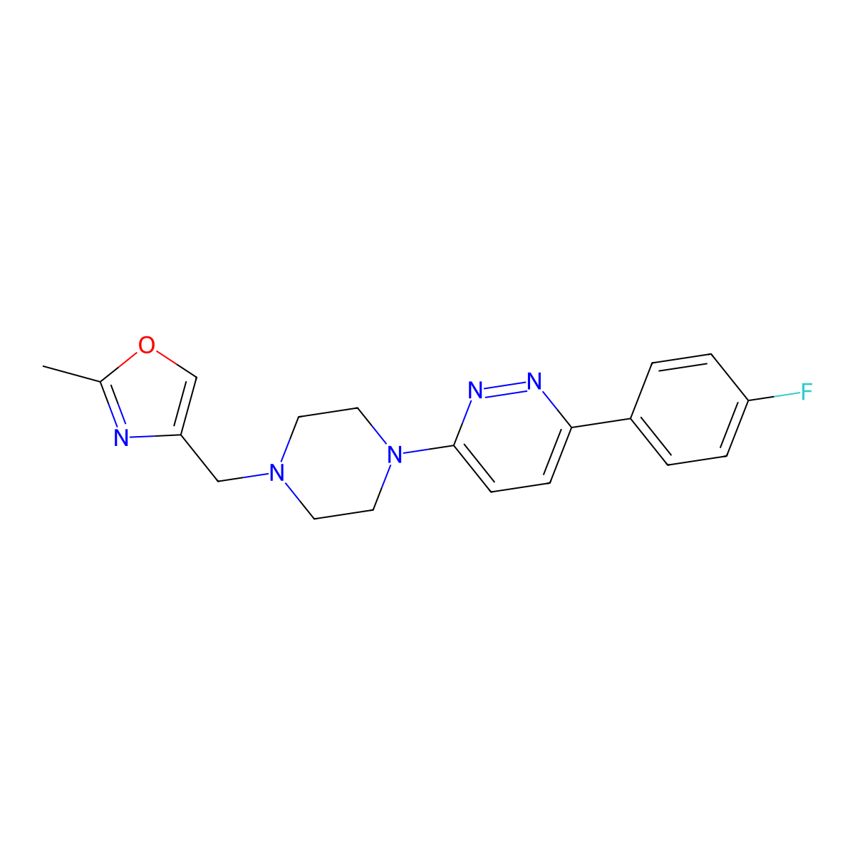 3-(4-Fluorophenyl)-6-{4-[(2-methyl-1,3-oxazol-4-yl)methyl]piperazin-1-yl}pyridazine molecular structure, CAS 2380080-08-8