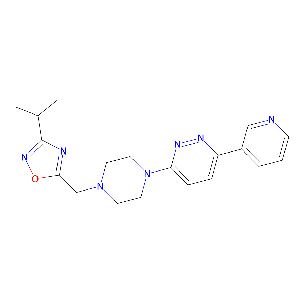 3-(4-{[3-(Propan-2-yl)-1,2,4-oxadiazol-5-yl]methyl}piperazin-1-yl)-6-(pyridin-3-yl)pyridazine molecular structure, CAS 2380080-09-9