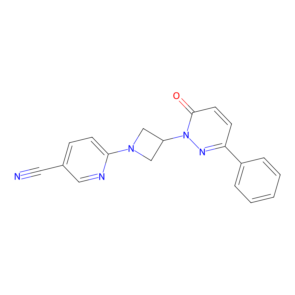 6-[3-(6-Oxo-3-phenyl-1,6-dihydropyridazin-1-yl)azetidin-1-yl]pyridine-3-carbonitrile molecular structure, CAS 2380080-12-4