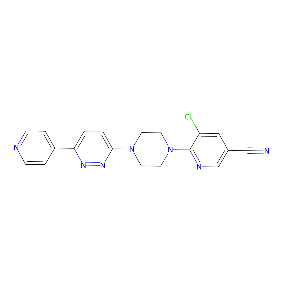 5-Chloro-6-{4-[6-(pyridin-4-yl)pyridazin-3-yl]piperazin-1-yl}pyridine-3-carbonitrile molecular structure, CAS 2380080-19-1