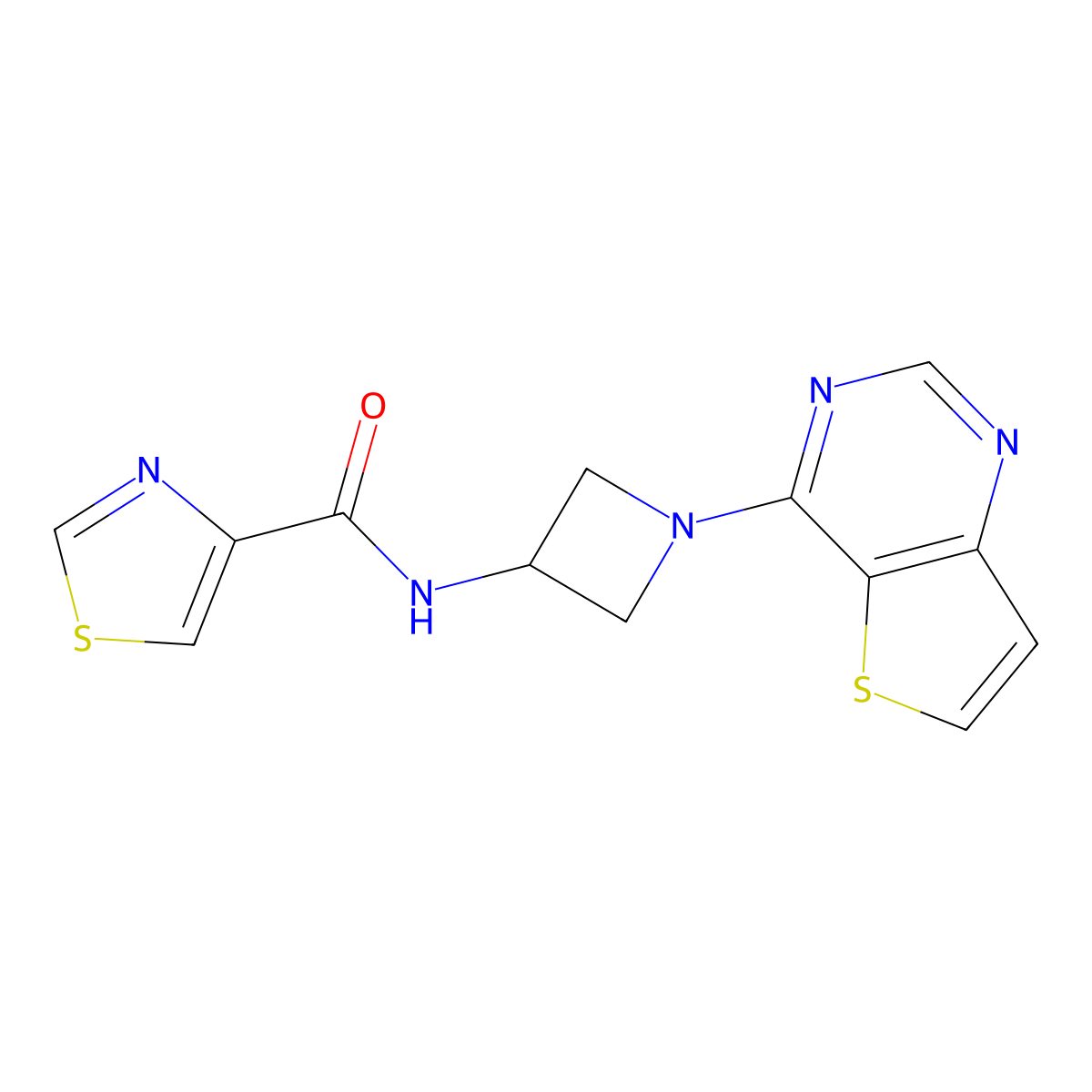 N-(1-{thieno[3,2-d]pyrimidin-4-yl}azetidin-3-yl)-1,3-thiazole-4-carboxamide molecular structure, CAS 2380080-20-4