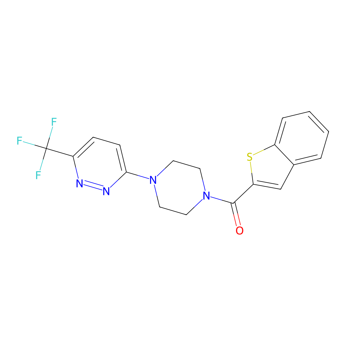 3-[4-(1-Benzothiophene-2-carbonyl)piperazin-1-yl]-6-(trifluoromethyl)pyridazine molecular structure, CAS 2380080-21-5