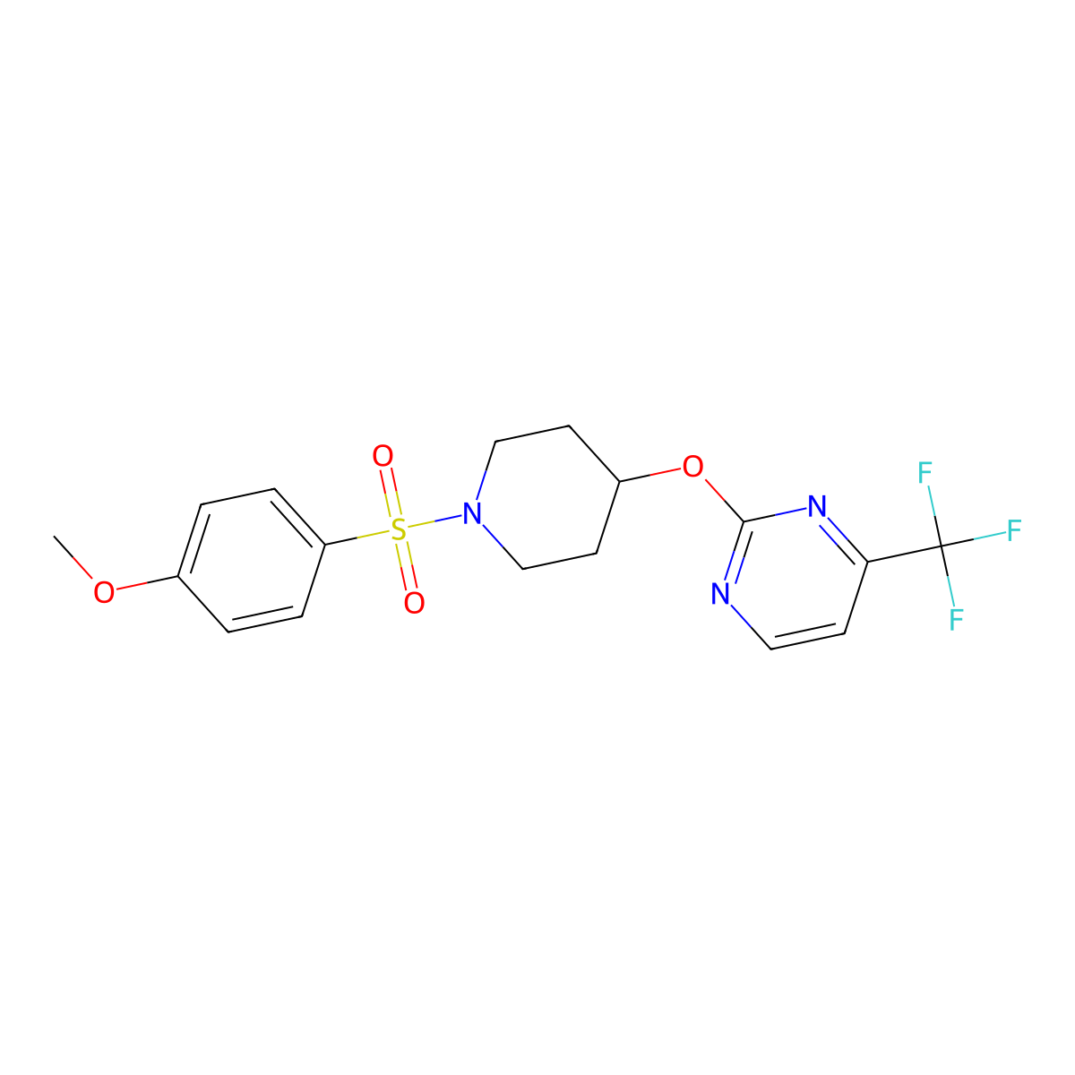 2-{[1-(4-Methoxybenzenesulfonyl)piperidin-4-yl]oxy}-4-(trifluoromethyl)pyrimidine molecular structure, CAS 2380080-25-9