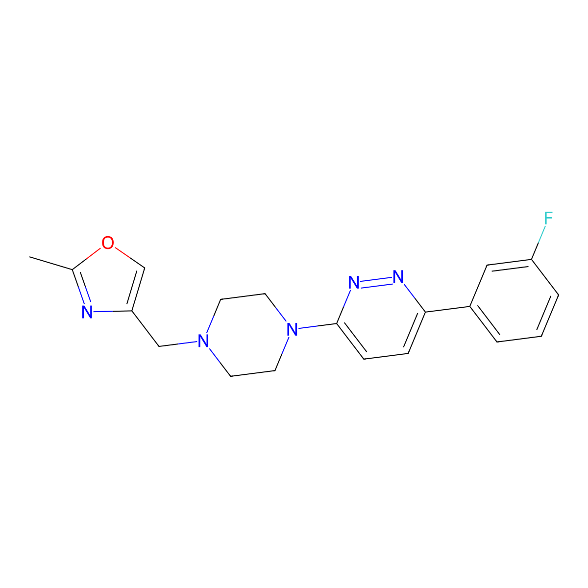 3-(3-Fluorophenyl)-6-{4-[(2-methyl-1,3-oxazol-4-yl)methyl]piperazin-1-yl}pyridazine molecular structure, CAS 2380080-26-0