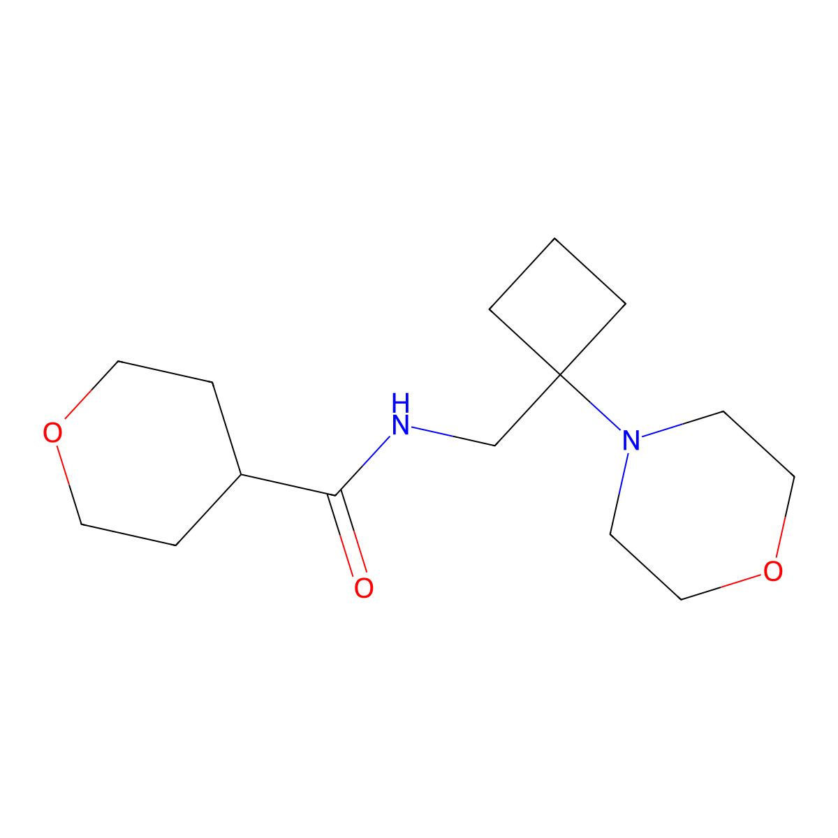 N-{[1-(morpholin-4-yl)cyclobutyl]methyl}oxane-4-carboxamide molecular structure, CAS 2380080-27-1