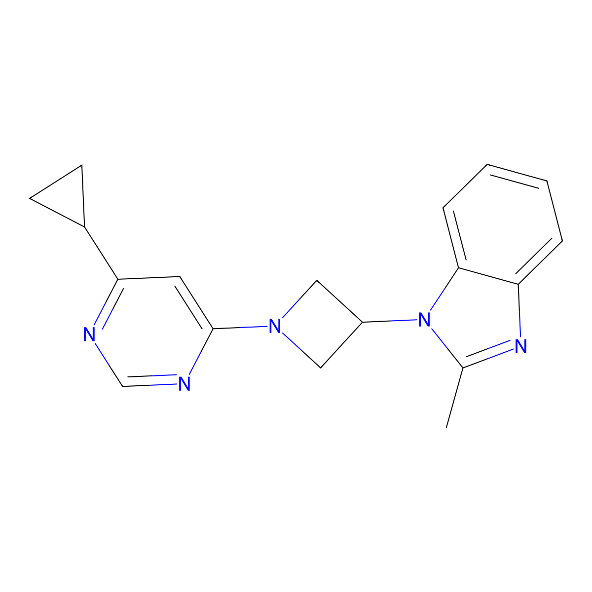 1-[1-(6-cyclopropylpyrimidin-4-yl)azetidin-3-yl]-2-methyl-1H-1,3-benzodiazole molecular structure, CAS 2380080-34-0