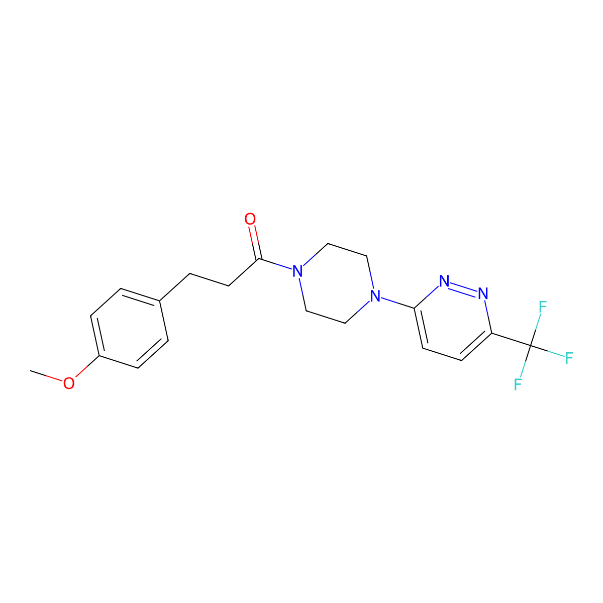 3-(4-Methoxyphenyl)-1-{4-[6-(trifluoromethyl)pyridazin-3-yl]piperazin-1-yl}propan-1-one molecular structure, CAS 2380080-39-5