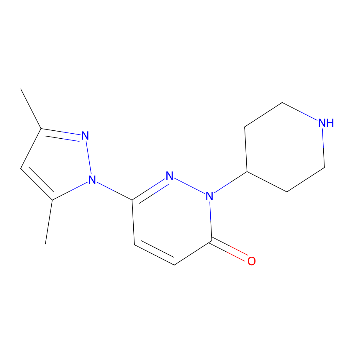 6-(3,5-dimethyl-1H-pyrazol-1-yl)-2-(piperidin-4-yl)-2,3-dihydropyridazin-3-one molecular structure, CAS 2380080-42-0