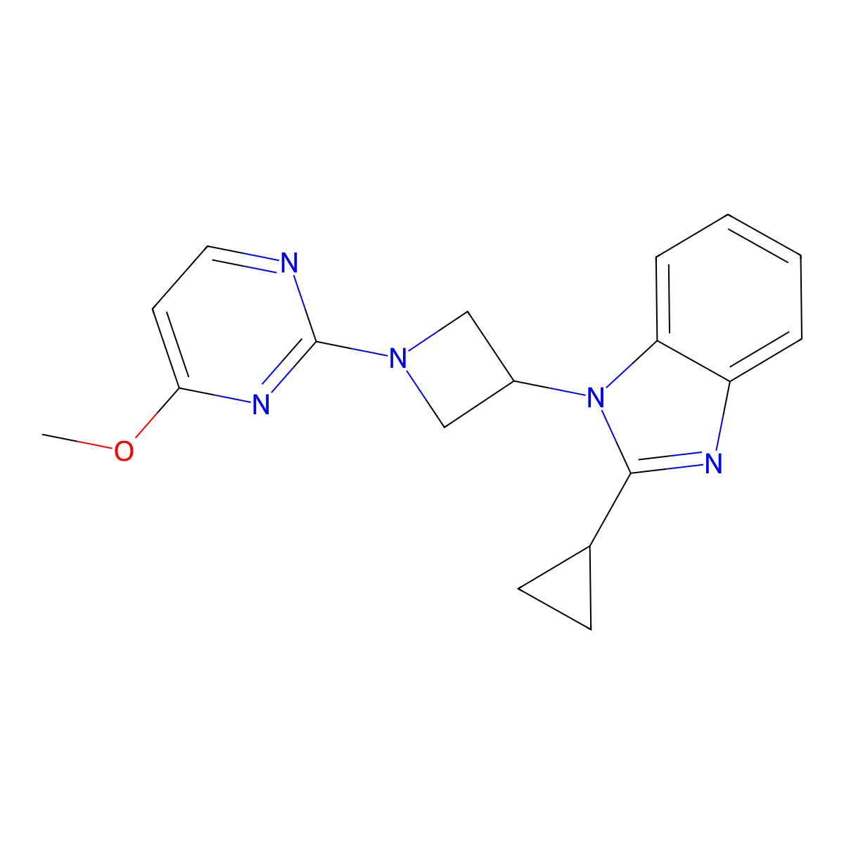 2-cyclopropyl-1-[1-(4-methoxypyrimidin-2-yl)azetidin-3-yl]-1H-1,3-benzodiazole molecular structure, CAS 2380080-45-3