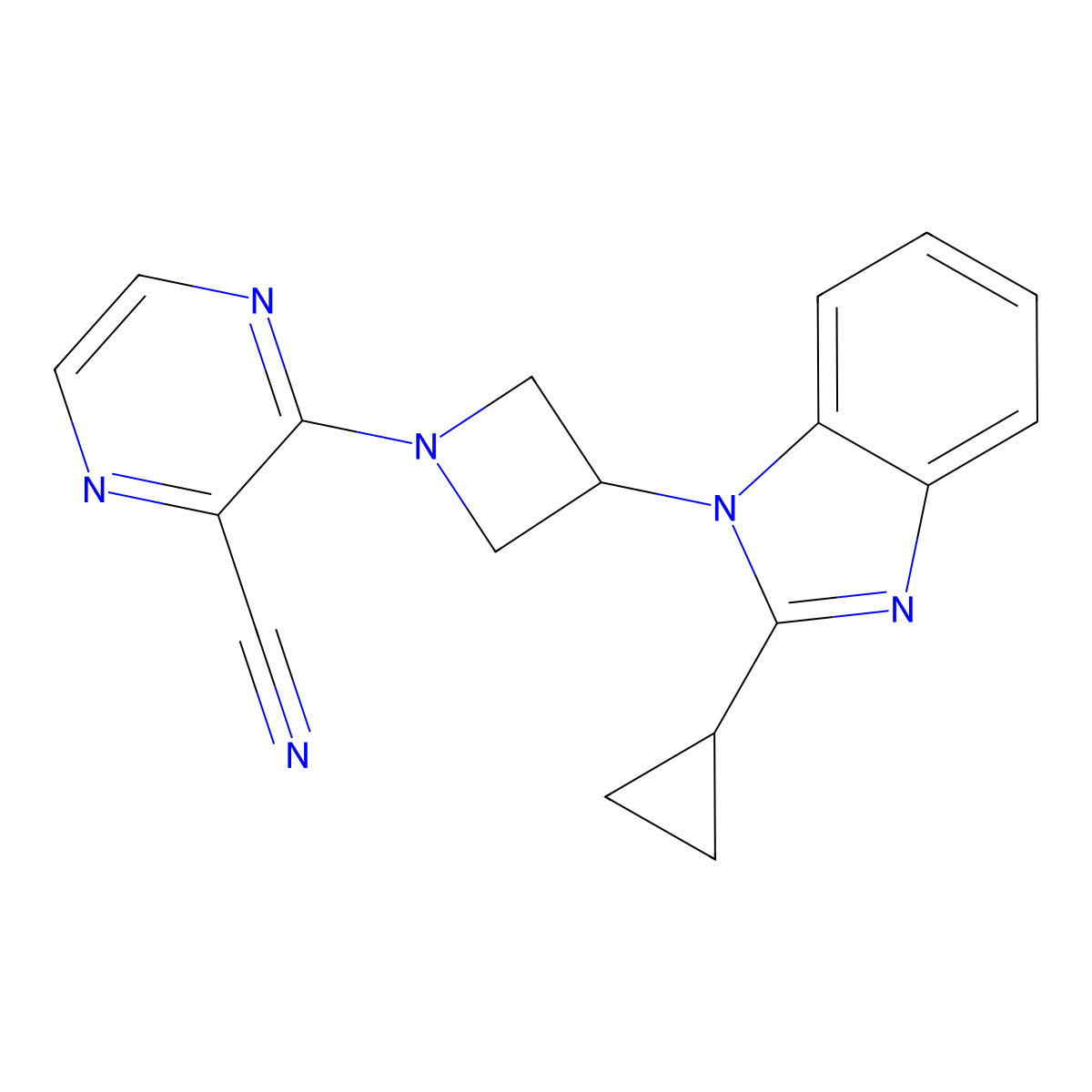 3-[3-(2-Cyclopropylbenzimidazol-1-yl)azetidin-1-yl]pyrazine-2-carbonitrile molecular structure, CAS 2380080-46-4