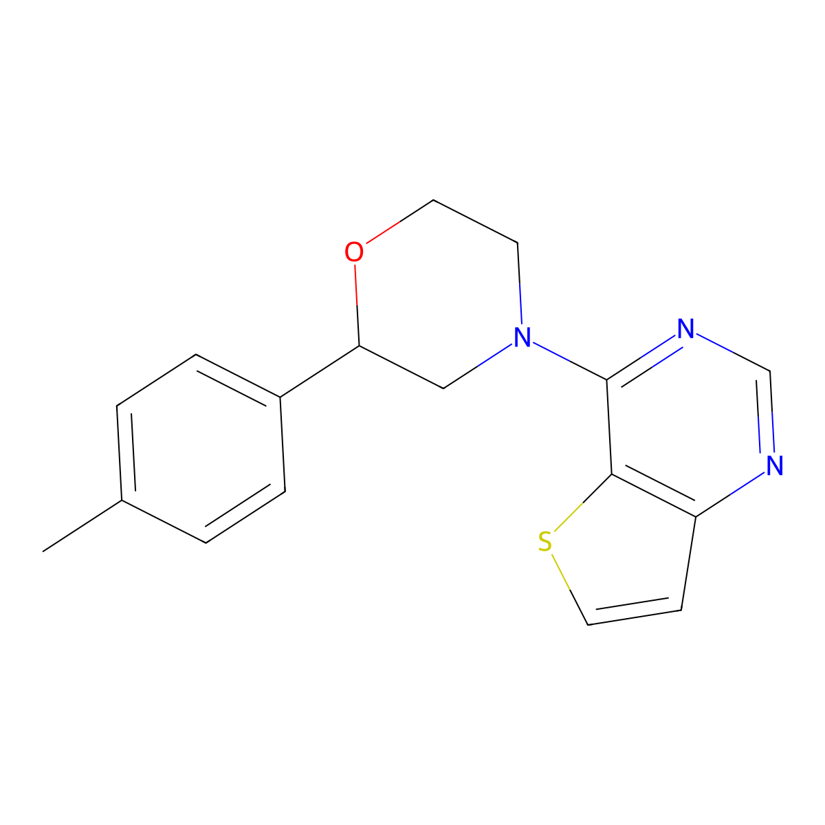 2-(4-Methylphenyl)-4-{thieno[3,2-d]pyrimidin-4-yl}morpholine molecular structure, CAS 2380080-50-0