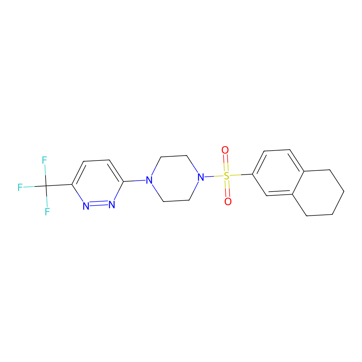 3-[4-(5,6,7,8-Tetrahydronaphthalene-2-sulfonyl)piperazin-1-yl]-6-(trifluoromethyl)pyridazine molecular structure, CAS 2380080-51-1