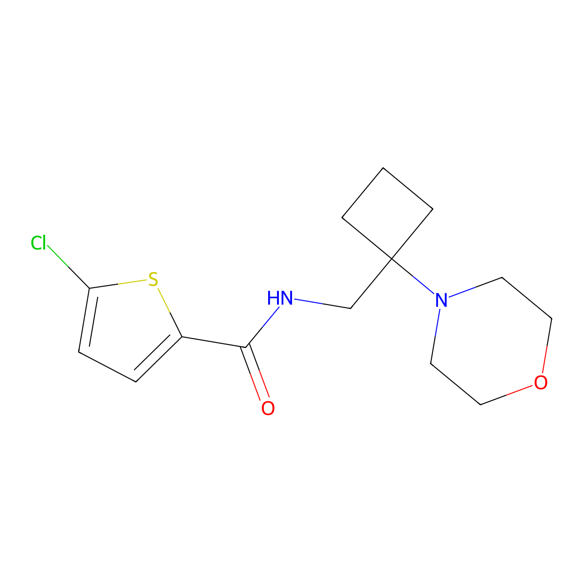 5-chloro-N-{[1-(morpholin-4-yl)cyclobutyl]methyl}thiophene-2-carboxamide molecular structure, CAS 2380080-52-2