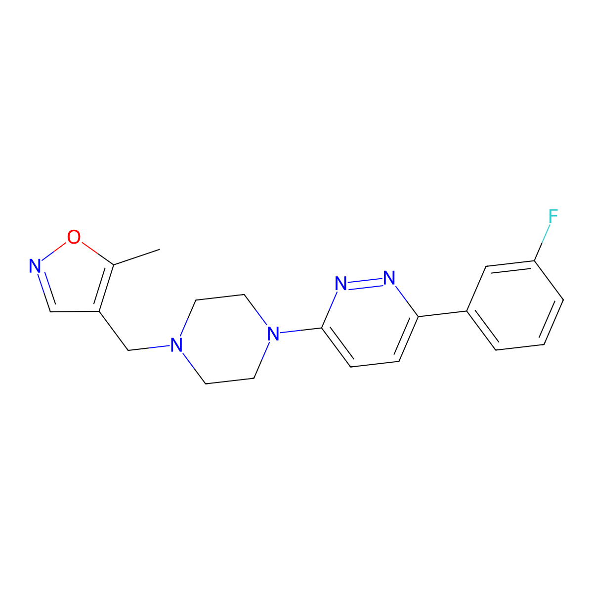3-(3-Fluorophenyl)-6-{4-[(5-methyl-1,2-oxazol-4-yl)methyl]piperazin-1-yl}pyridazine molecular structure, CAS 2380080-57-7