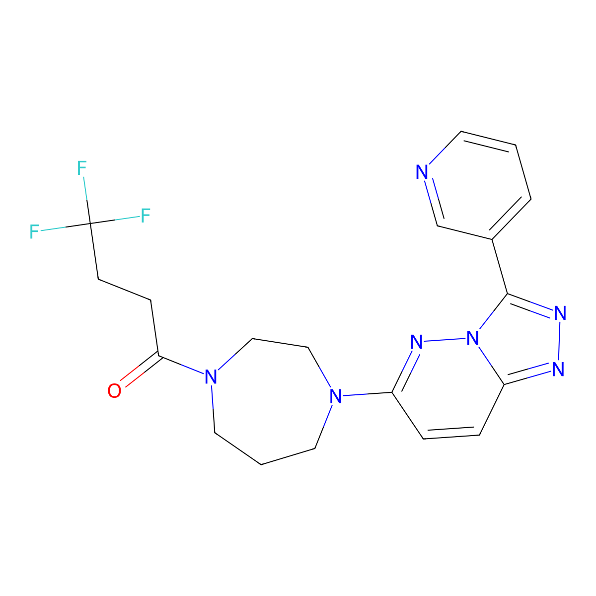 4,4,4-Trifluoro-1-{4-[3-(pyridin-3-yl)-[1,2,4]triazolo[4,3-b]pyridazin-6-yl]-1,4-diazepan-1-yl}butan-1-one molecular structure, CAS 2380080-59-9
