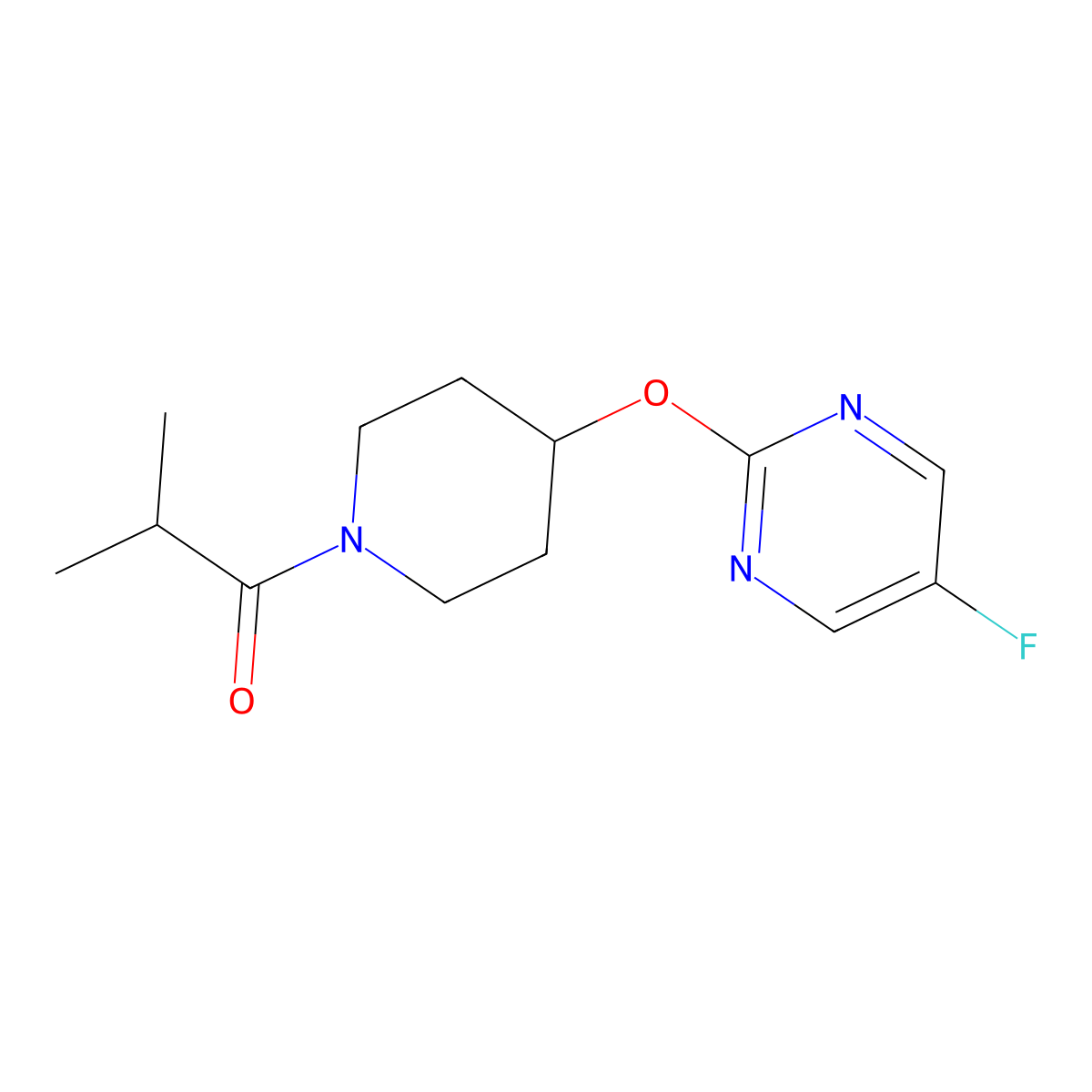 1-{4-[(5-Fluoropyrimidin-2-yl)oxy]piperidin-1-yl}-2-methylpropan-1-one molecular structure, CAS 2380080-60-2