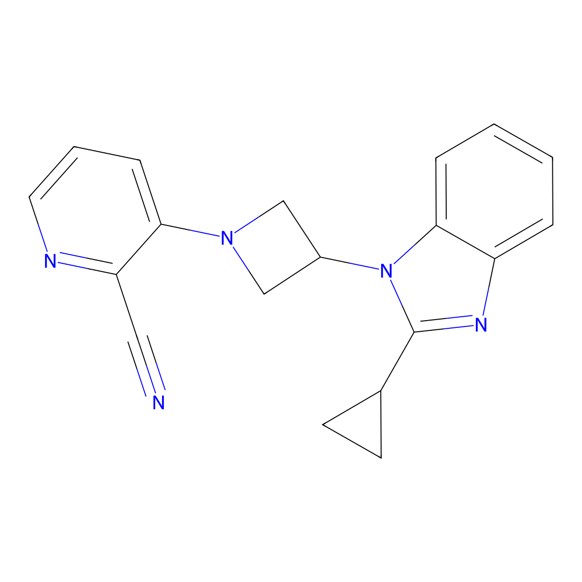 3-[3-(2-cyclopropyl-1H-1,3-benzodiazol-1-yl)azetidin-1-yl]pyridine-2-carbonitrile molecular structure, CAS 2380080-64-6