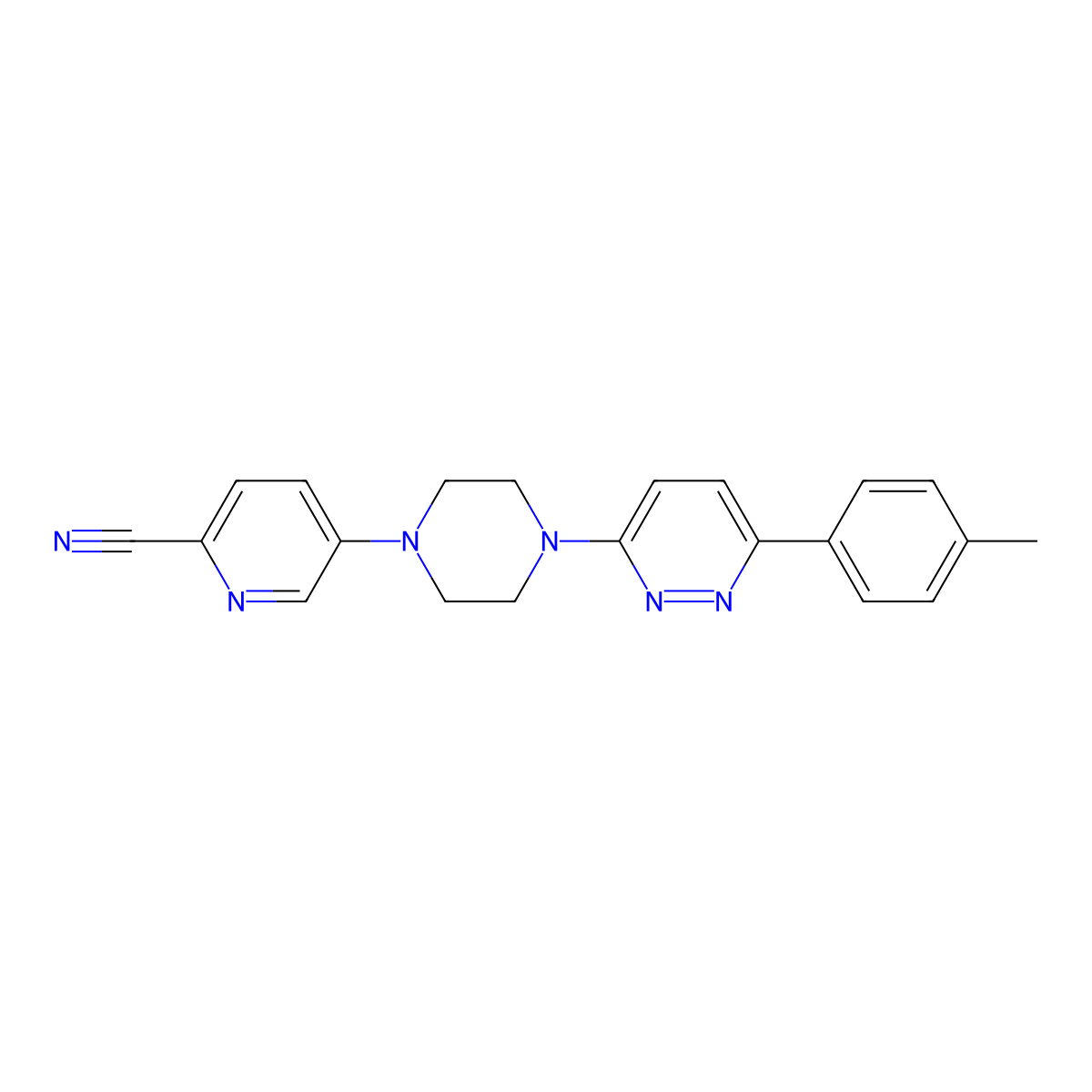 5-{4-[6-(4-Methylphenyl)pyridazin-3-yl]piperazin-1-yl}pyridine-2-carbonitrile molecular structure, CAS 2380080-67-9