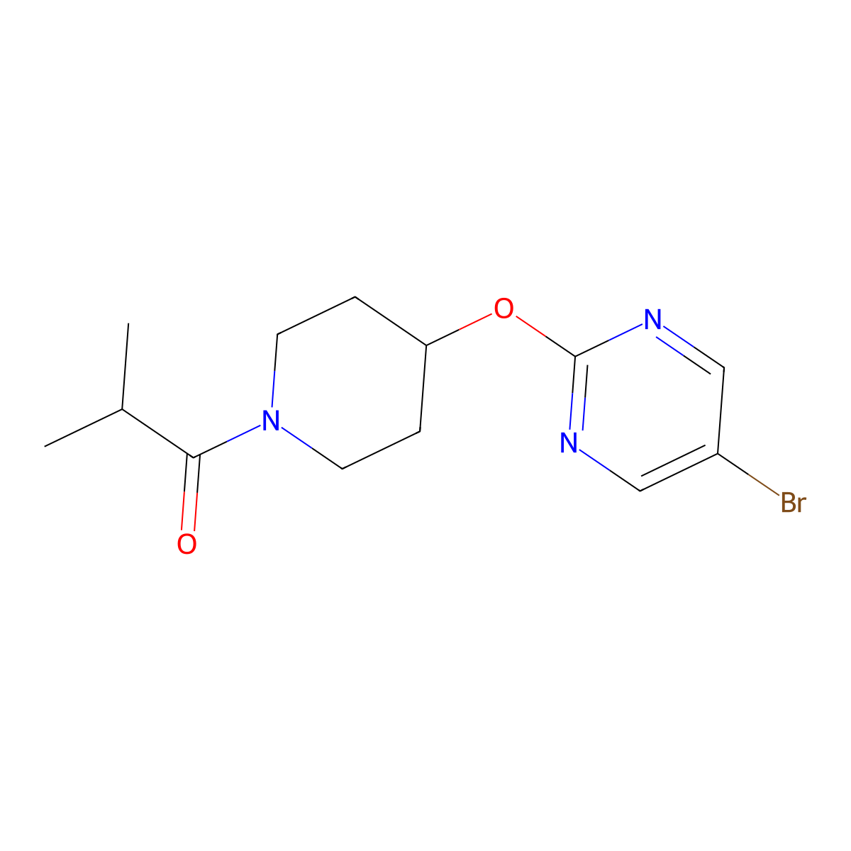 1-{4-[(5-Bromopyrimidin-2-yl)oxy]piperidin-1-yl}-2-methylpropan-1-one molecular structure, CAS 2380080-71-5