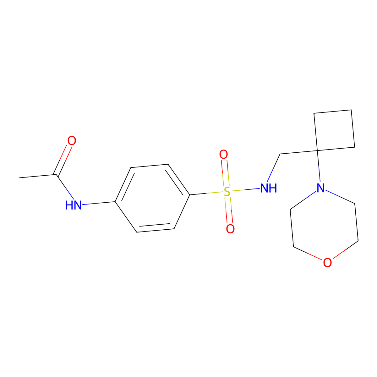 N-[4-({[1-(morpholin-4-yl)cyclobutyl]methyl}sulfamoyl)phenyl]acetamide molecular structure, CAS 2380080-73-7