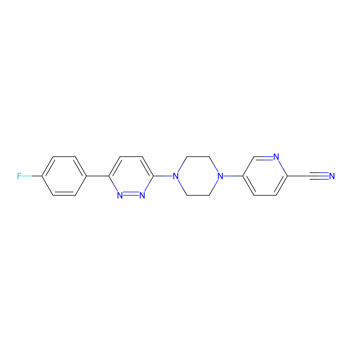5-{4-[6-(4-Fluorophenyl)pyridazin-3-yl]piperazin-1-yl}pyridine-2-carbonitrile molecular structure, CAS 2380080-80-6