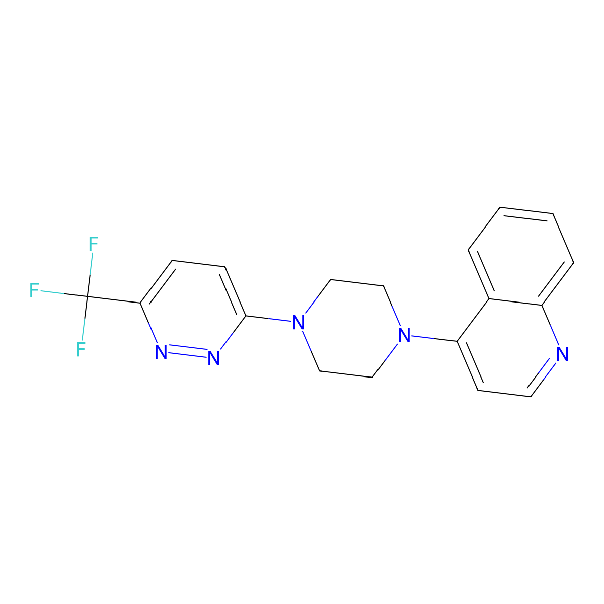 4-{4-[6-(Trifluoromethyl)pyridazin-3-yl]piperazin-1-yl}quinoline molecular structure, CAS 2380080-84-0