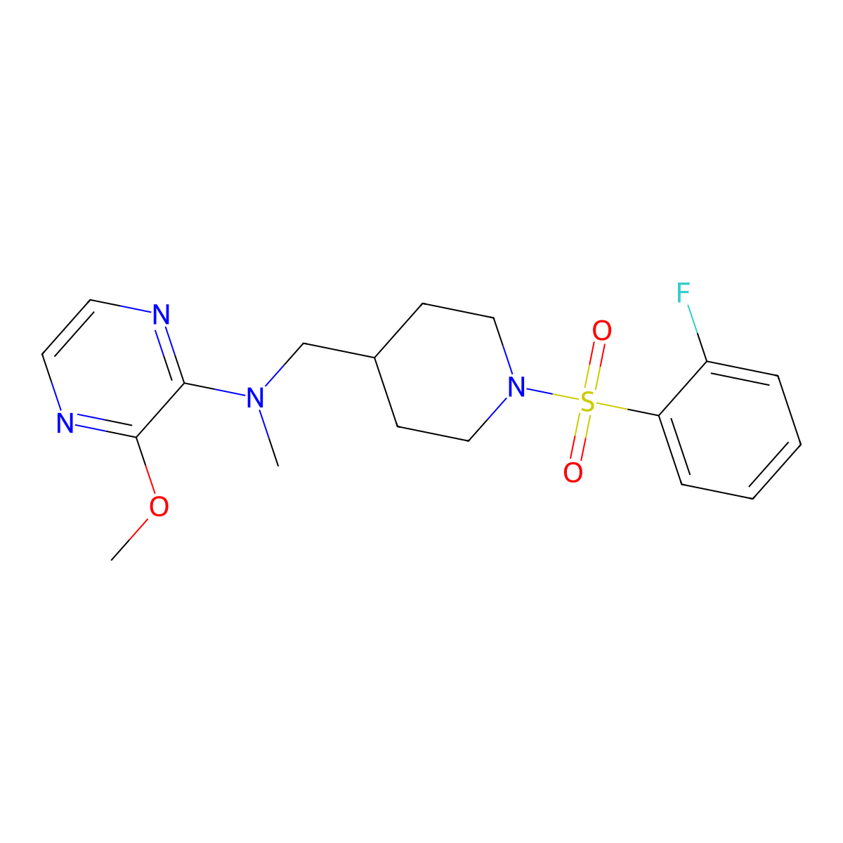 N-{[1-(2-fluorobenzenesulfonyl)piperidin-4-yl]methyl}-3-methoxy-N-methylpyrazin-2-amine molecular structure, CAS 2380080-86-2