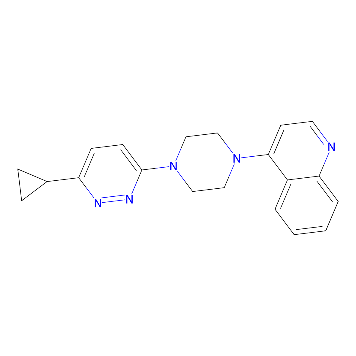 4-[4-(6-Cyclopropylpyridazin-3-yl)piperazin-1-yl]quinoline molecular structure, CAS 2380080-87-3