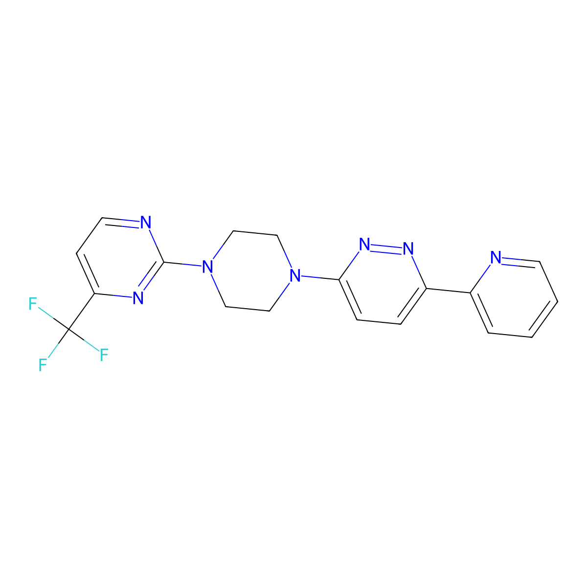 3-(Pyridin-2-yl)-6-{4-[4-(trifluoromethyl)pyrimidin-2-yl]piperazin-1-yl}pyridazine molecular structure, CAS 2380080-90-8
