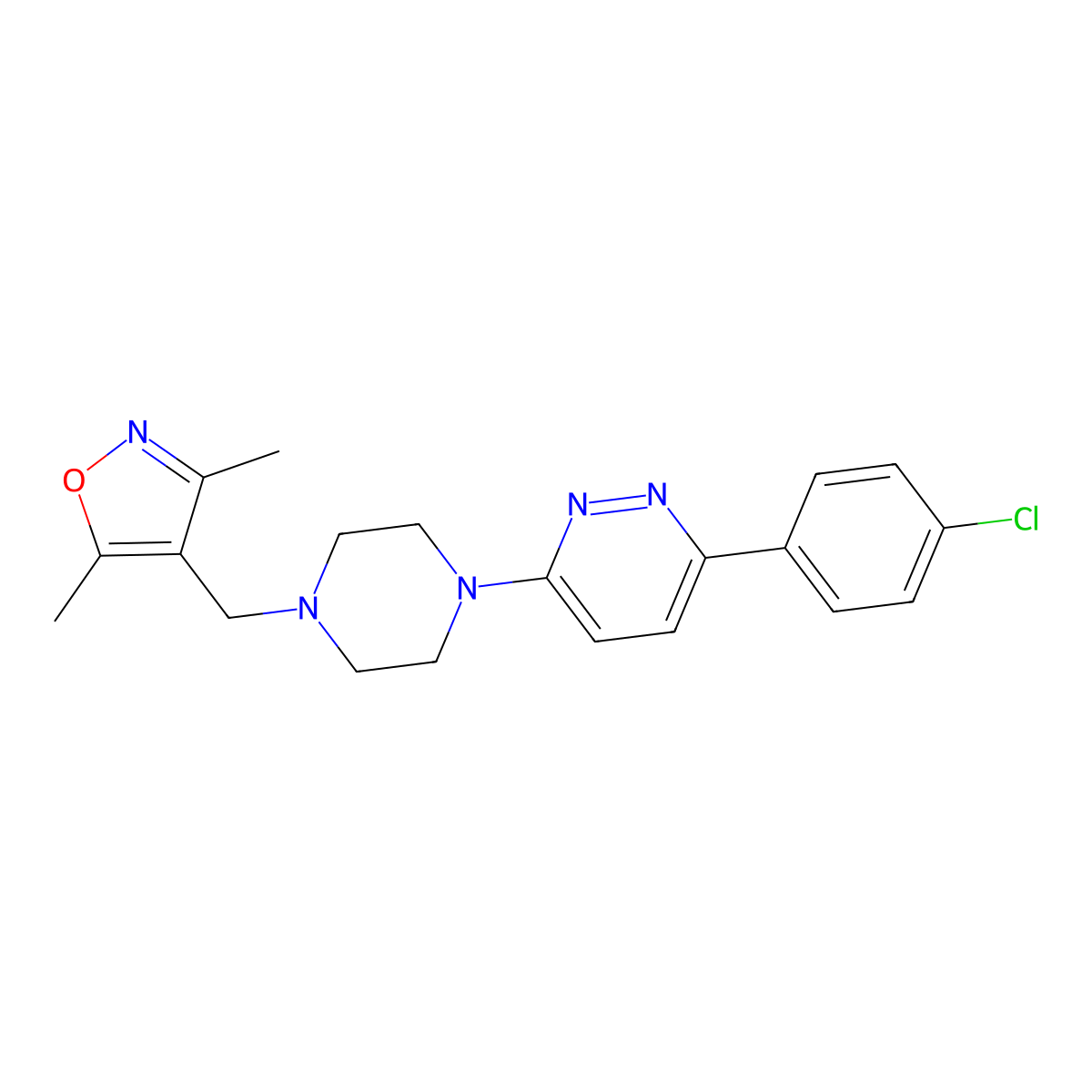 3-(4-Chlorophenyl)-6-{4-[(3,5-dimethyl-1,2-oxazol-4-yl)methyl]piperazin-1-yl}pyridazine molecular structure, CAS 2380080-91-9