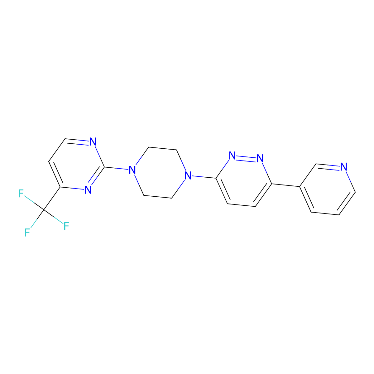 3-(Pyridin-3-yl)-6-{4-[4-(trifluoromethyl)pyrimidin-2-yl]piperazin-1-yl}pyridazine molecular structure, CAS 2380080-94-2