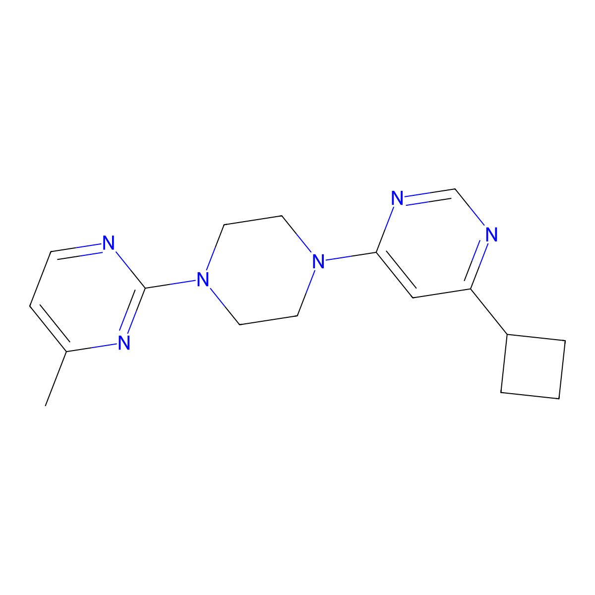 4-Cyclobutyl-6-[4-(4-methylpyrimidin-2-yl)piperazin-1-yl]pyrimidine molecular structure, CAS 2380080-98-6