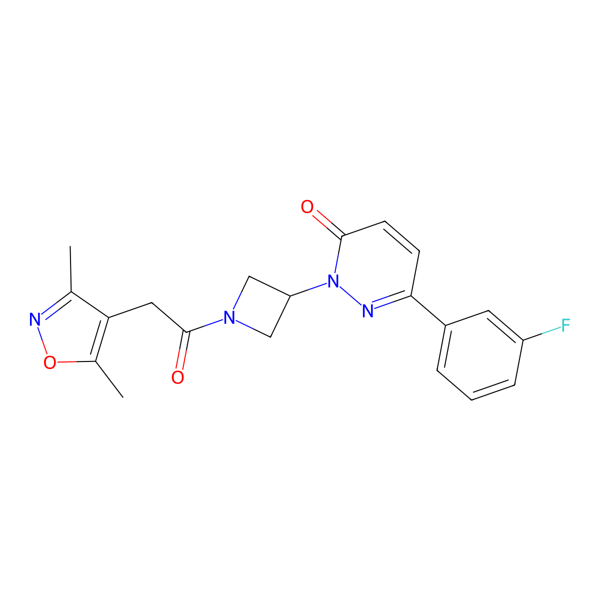 2-{1-[2-(3,5-Dimethyl-1,2-oxazol-4-yl)acetyl]azetidin-3-yl}-6-(3-fluorophenyl)-2,3-dihydropyridazin-3-one molecular structure, CAS 2380081-02-5