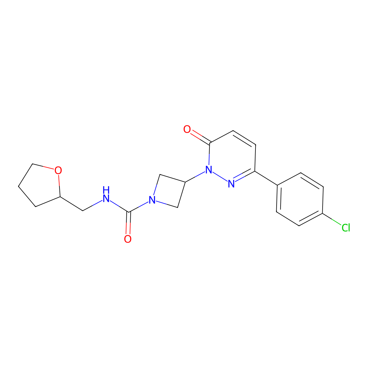 3-[3-(4-chlorophenyl)-6-oxo-1,6-dihydropyridazin-1-yl]-N-[(oxolan-2-yl)methyl]azetidine-1-carboxamide molecular structure, CAS 2380081-08-1