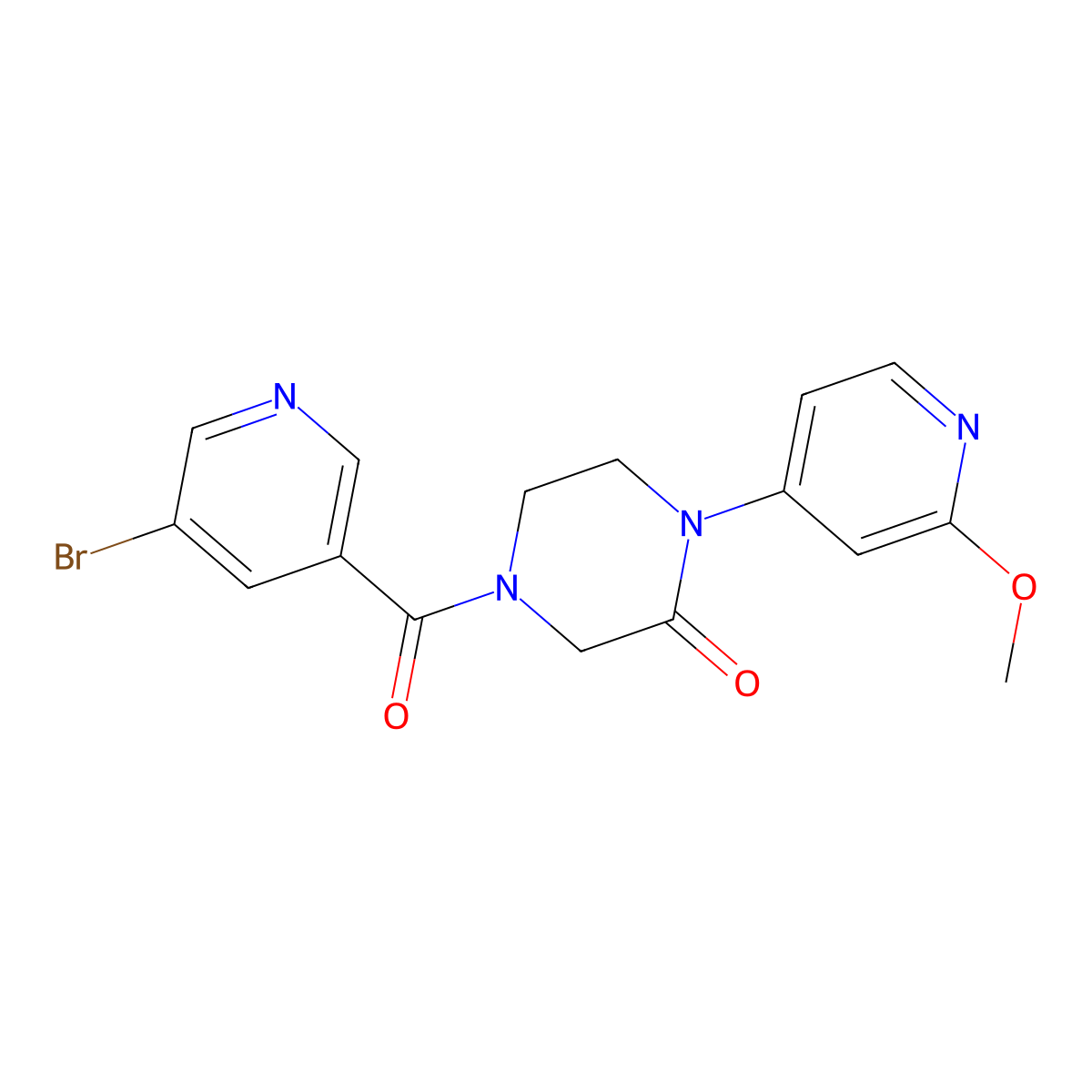 4-(5-Bromopyridine-3-carbonyl)-1-(2-methoxypyridin-4-yl)piperazin-2-one molecular structure, CAS 2380081-12-7