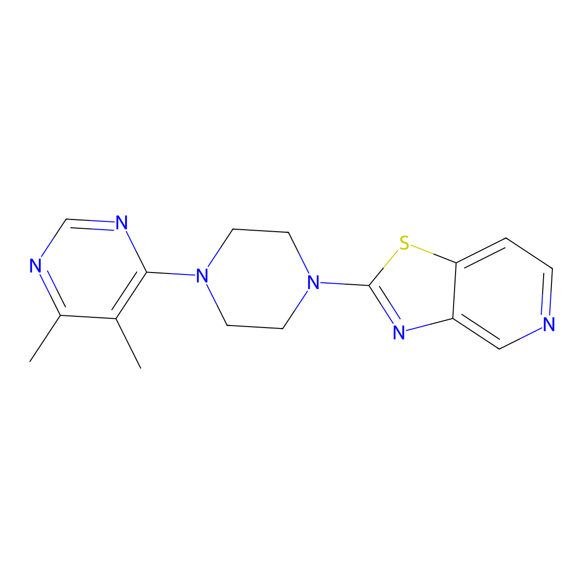 4,5-Dimethyl-6-(4-{[1,3]thiazolo[4,5-c]pyridin-2-yl}piperazin-1-yl)pyrimidine molecular structure, CAS 2380081-16-1