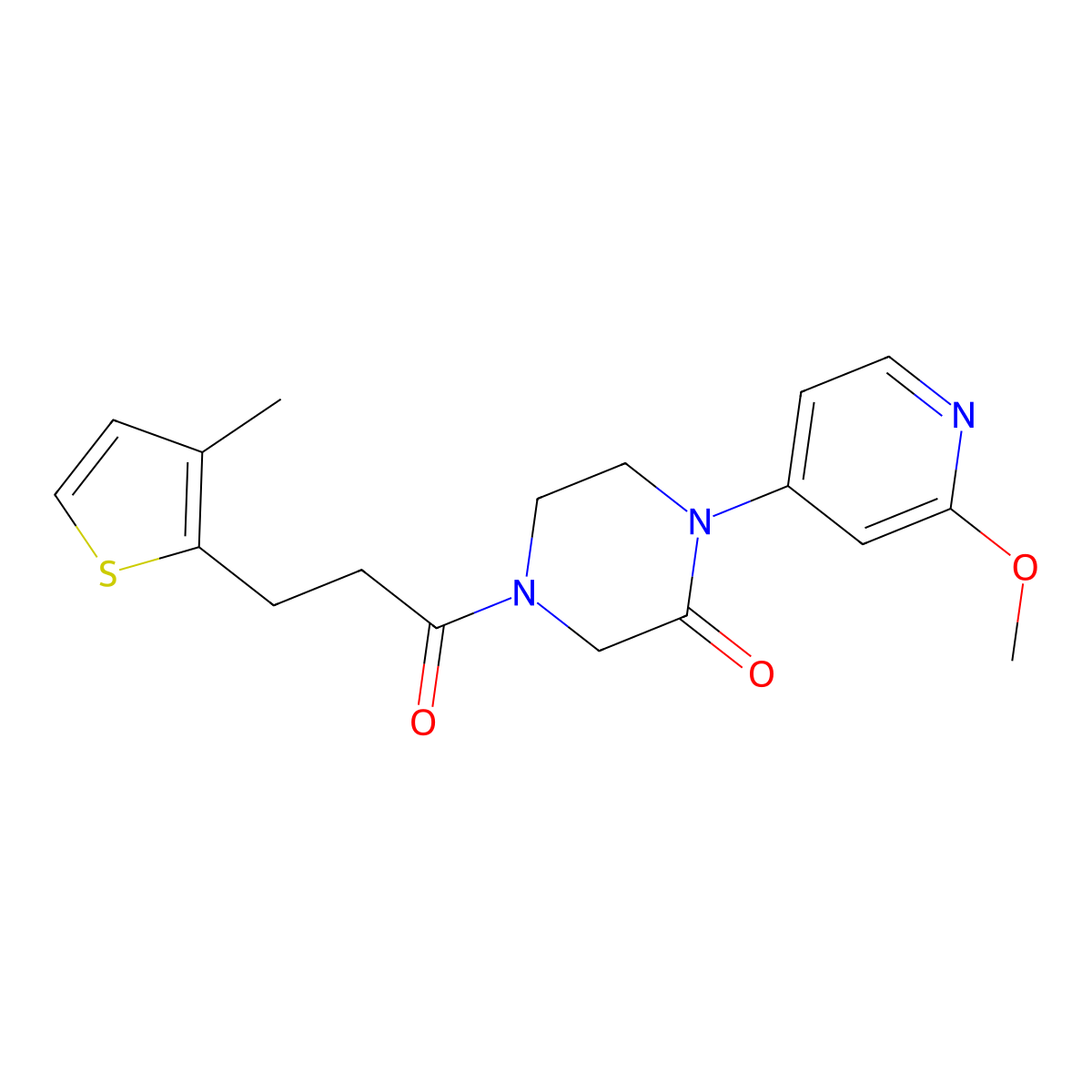 1-(2-Methoxypyridin-4-yl)-4-[3-(3-methylthiophen-2-yl)propanoyl]piperazin-2-one molecular structure, CAS 2380081-18-3