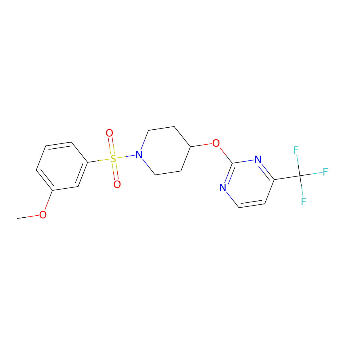 2-{[1-(3-Methoxybenzenesulfonyl)piperidin-4-yl]oxy}-4-(trifluoromethyl)pyrimidine molecular structure, CAS 2380081-26-3