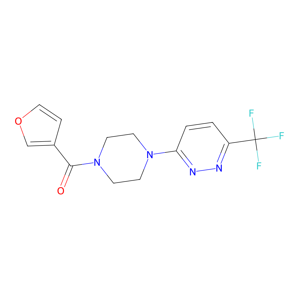 3-[4-(Furan-3-carbonyl)piperazin-1-yl]-6-(trifluoromethyl)pyridazine molecular structure, CAS 2380081-27-4