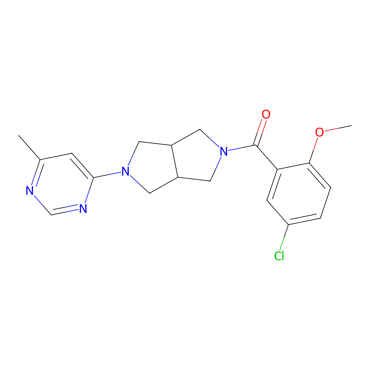 4-[5-(5-Chloro-2-methoxybenzoyl)-octahydropyrrolo[3,4-c]pyrrol-2-yl]-6-methylpyrimidine molecular structure, CAS 2380081-29-6