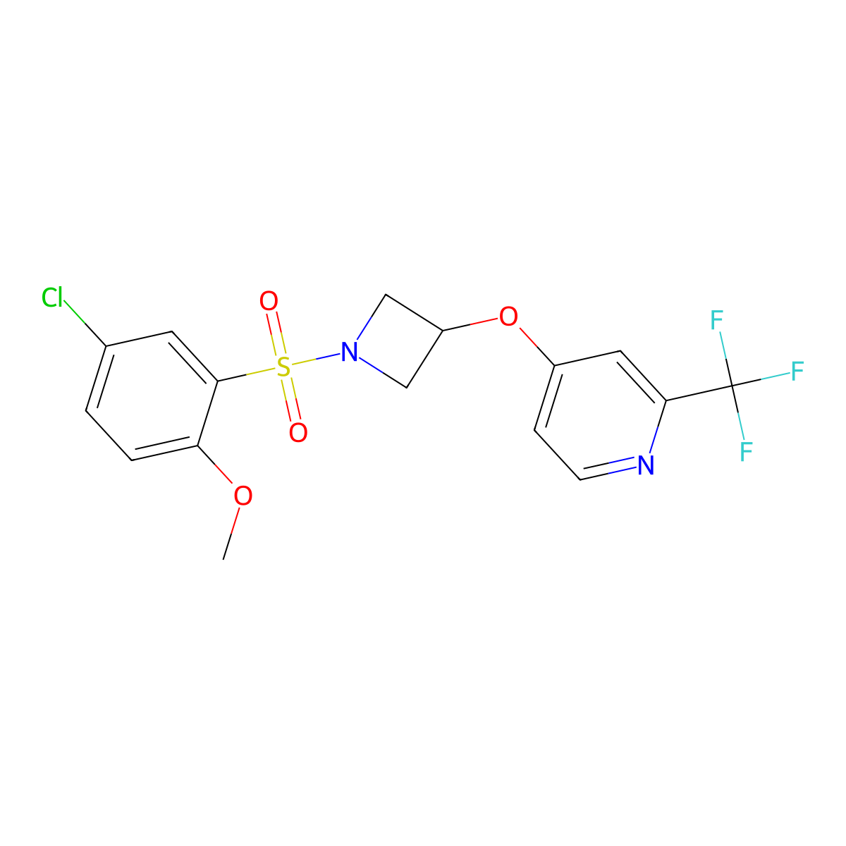 4-{[1-(5-Chloro-2-methoxybenzenesulfonyl)azetidin-3-yl]oxy}-2-(trifluoromethyl)pyridine molecular structure, CAS 2380081-32-1