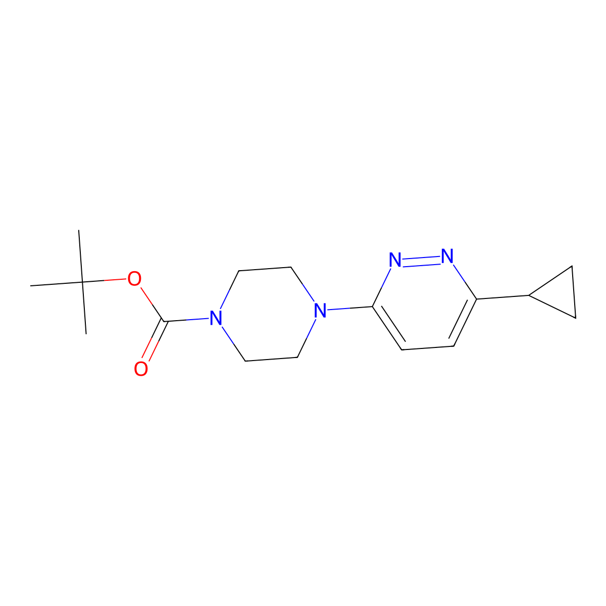 Tert-butyl 4-(6-cyclopropylpyridazin-3-yl)piperazine-1-carboxylate molecular structure, CAS 2380081-36-5