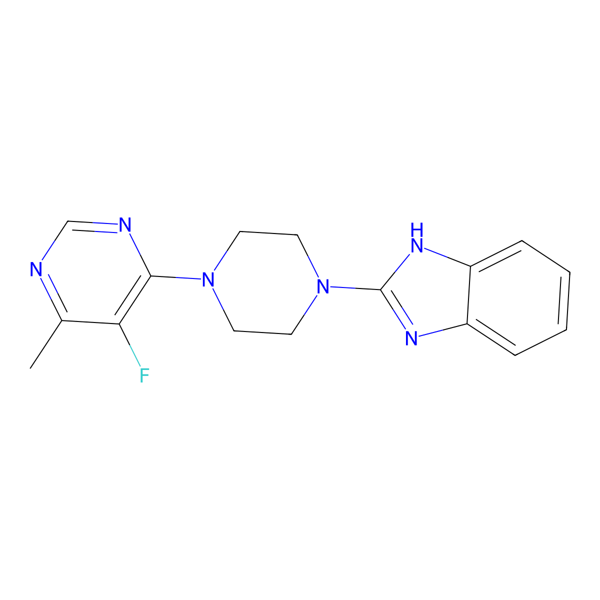 2-[4-(5-fluoro-6-methylpyrimidin-4-yl)piperazin-1-yl]-1H-1,3-benzodiazole molecular structure, CAS 2380081-44-5