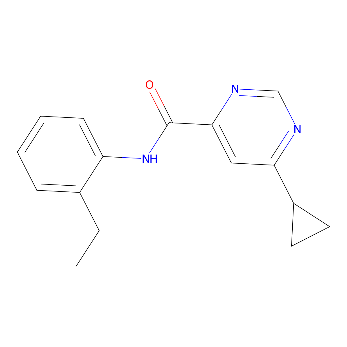 6-Cyclopropyl-N-(2-ethylphenyl)pyrimidine-4-carboxamide molecular structure, CAS 2380081-46-7