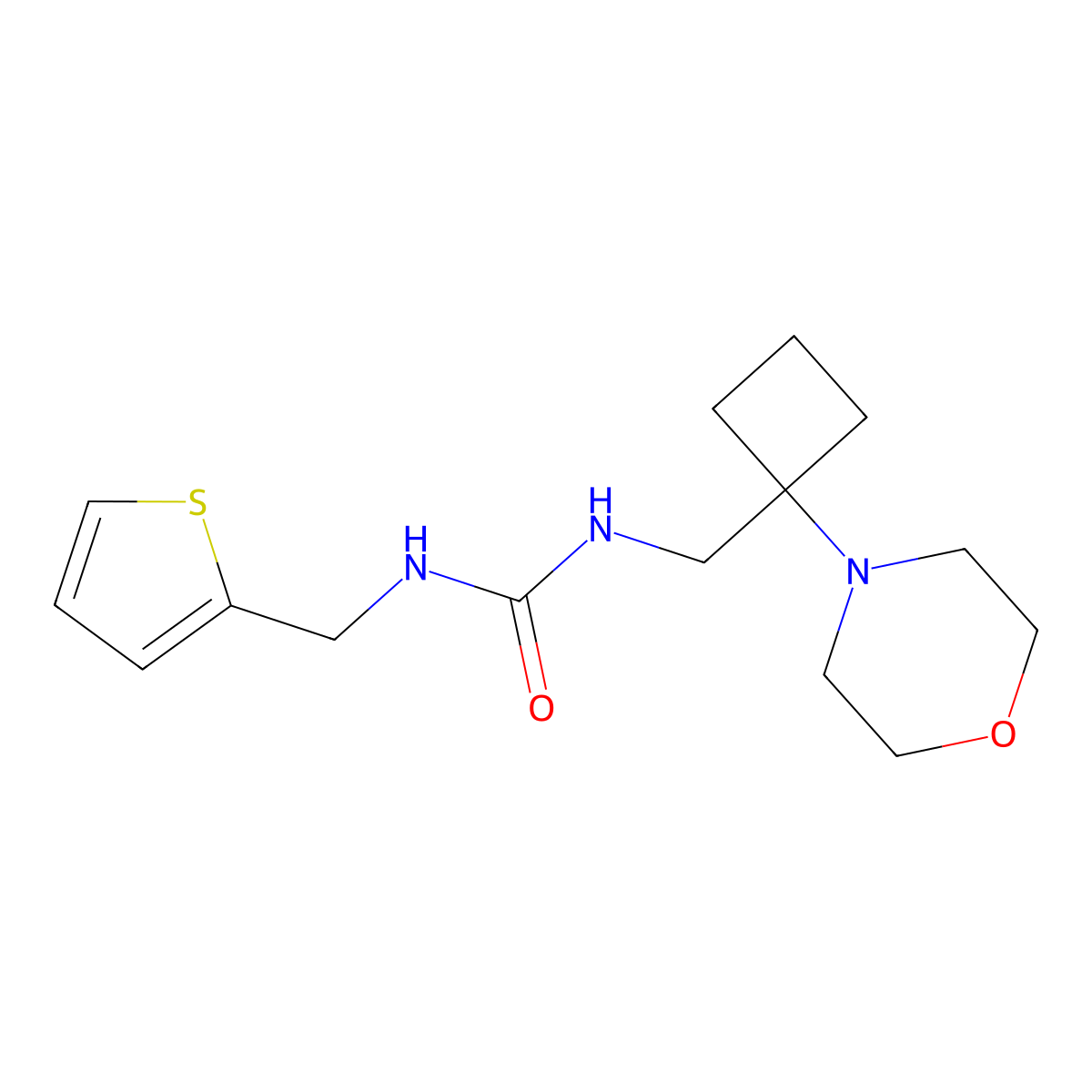 3-{[1-(Morpholin-4-yl)cyclobutyl]methyl}-1-[(thiophen-2-yl)methyl]urea molecular structure, CAS 2380081-51-4