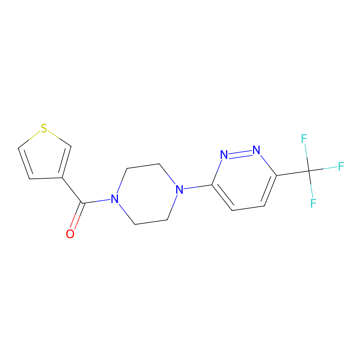 3-[4-(Thiophene-3-carbonyl)piperazin-1-yl]-6-(trifluoromethyl)pyridazine molecular structure, CAS 2380081-64-9