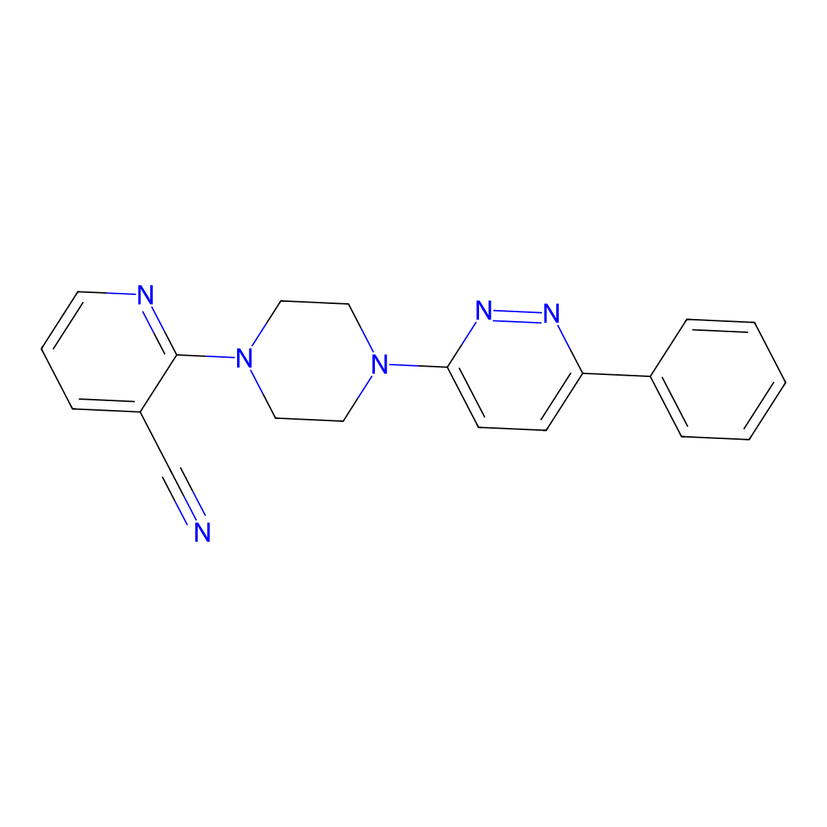 2-[4-(6-Phenylpyridazin-3-yl)piperazin-1-yl]pyridine-3-carbonitrile molecular structure, CAS 2380081-65-0