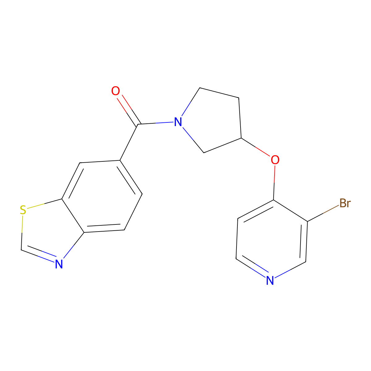 6-{3-[(3-Bromopyridin-4-yl)oxy]pyrrolidine-1-carbonyl}-1,3-benzothiazole molecular structure, CAS 2380081-66-1