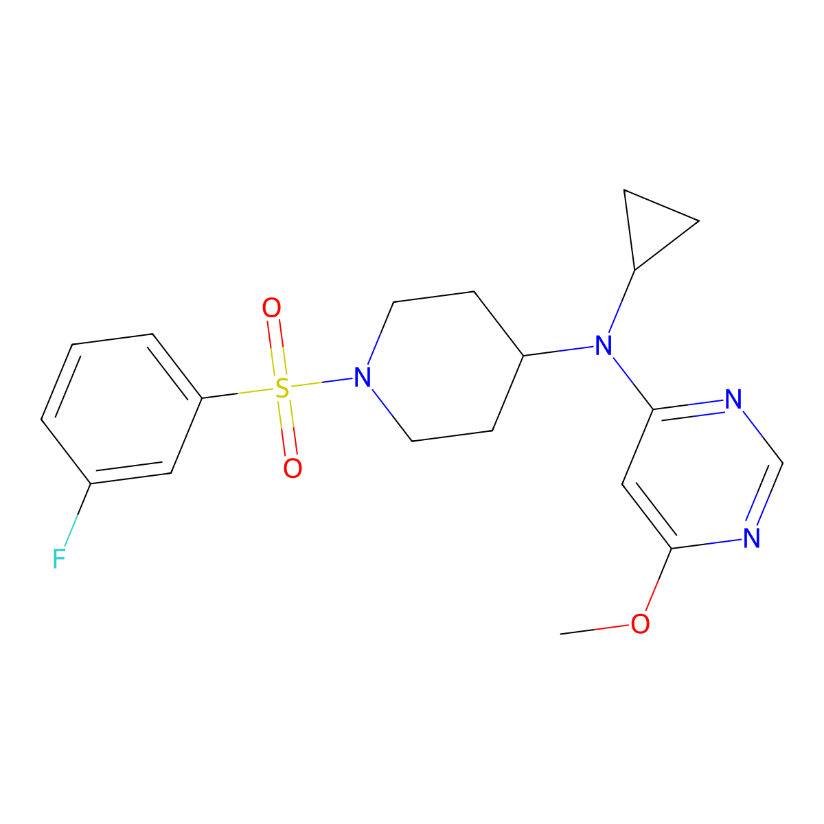 N-cyclopropyl-N-[1-(3-fluorobenzenesulfonyl)piperidin-4-yl]-6-methoxypyrimidin-4-amine molecular structure, CAS 2380081-69-4